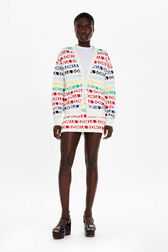 Cardigan rayé multicolore femme Multico blanc vue portée de face