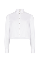 Chemise courte en popeline Blanc vue de face