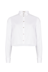 Cropped poplin shirt White front view