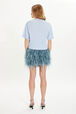 Jupe mini en plumes Bleu gris vue portée de dos