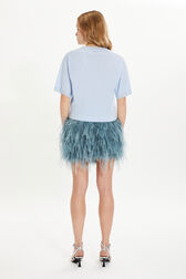 Feather mini skirt Blue grey back worn view
