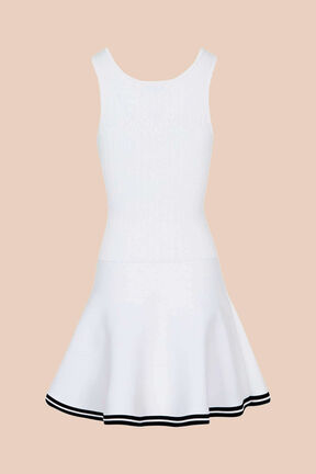 Robe débardeur ajustée maille torsadée femme Blanc vue de dos