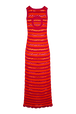 Women Striped Openwork Maxi Dress Striped fuchsia/coral back view