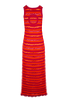 Robe longue rayures ajourées femme Raye fuchsia/corail vue de dos