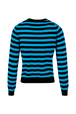 Women Brushed Poor Boy Striped Sweater Striped black/pruss.blue back view