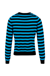 Women Brushed Poor Boy Striped Sweater Striped black/pruss.blue back view