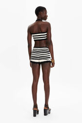 Short rayures ajourées bicolore femme Raye noir/ecru vue portée de dos