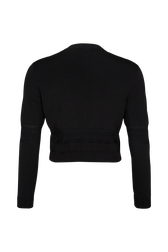 Long-Sleeved Crew-Neck Cardigan Black back view