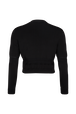 Open Knit Crew-Neck Cardigan Black back view