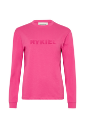 T-shirt col rond manches longues Rose vue de face