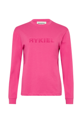 Long-Sleeved Crew Neck T-Shirt Pink front view