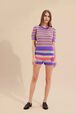 Short maille rayé multicolore pastel femme Lilas vue portée de face