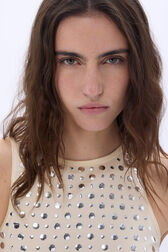 Tank top in jersey with studs Vanilla details view 2