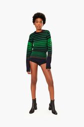 Multicolored Stripes Panties Green front worn view