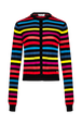 Women Poorboy knitted striped cardigan Multico striped front view