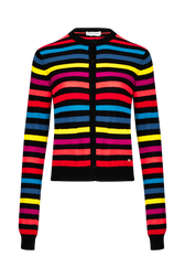 Women Poorboy knitted striped cardigan Multico striped front view