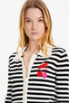 Women Striped Knit Shirt Ecru details view 2