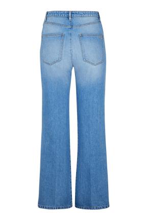 Women High-Waisted Jeans Stonewashed indigo back view