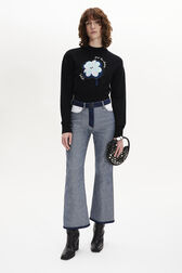 Long-Sleeved Crew-Neck Jumper Black front worn view