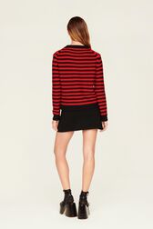 Pullover Big Poor Boy rayé femme Raye noir/rouge vue portée de dos