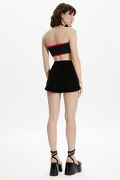 Women Velvet Shorts Black back worn view
