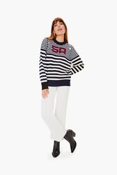 Pull marinière SR Navy vue portée de face