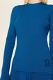 Women Ribbed Wool Sweater Prussian blue details view 1
