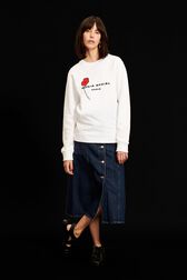 Sweat motif fleur logo Sonia Rykiel femme Blanc vue de détail 2