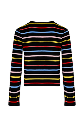 Cardigan picots rayé multicolore femme Multico raye noir vue de dos