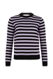 Striped Long-Sleeved Crew Neck Sweater Striped black/lilac front view