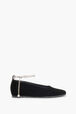 Black Velvet Anklet Ballerinas Black front view