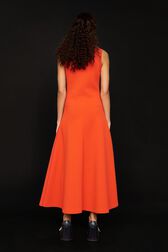 Robe longue bicolore femme Orange vue portée de dos