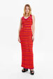 Women Striped Openwork Maxi Dress Striped fuchsia/coral details view 1