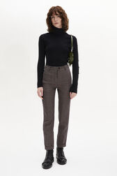 Pantalon coupe cigarette à carreaux prince de galles Carreaux navy/brown vue portée de face