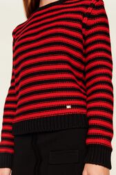 Pullover Big Poor Boy rayé femme Raye noir/rouge vue de détail 2