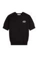 Short-sleeved sweater in merino wool and silk Black front view