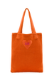 Women Heart Print Crochet Bag Coral front view