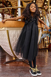Tulle Party Dress Black front worn view