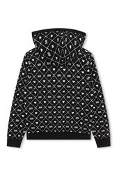 Jacquard Knitted Hooded Zipped Sweatshirt Black back view