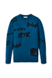 Women Sonia Rykiel logo Wool Grunge Sweater Blue duck front view
