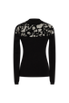 Knitted velvet and lace sweater Black front view