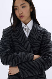 Long coat in wool blend Tiger grey details view 1