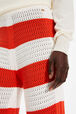 Women Two-Coloured Striped Openwork Trousers Striped coral/ecru details view 2