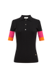 Polo viscose côtelé femme Noir vue de face