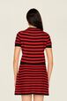 Women Big Poor Boy Striped A-line Skirt Black/red back worn view