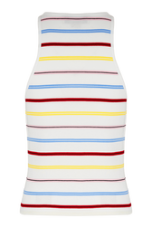 Women Picot Multicolor Striped Tank Top Multico white striped back view