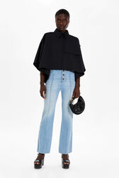 Cape crop gabardine femme Noir vue portée de face