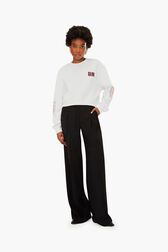 Sweatshirt crop SR Blanc vue de détail 2