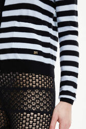 Women Poorboy knitted striped cardigan Striped black/bby blue details view 1