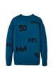 Women Sonia Rykiel logo Wool Grunge Sweater Blue duck back view